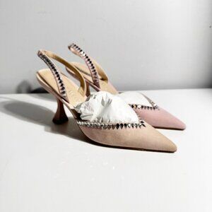Elegant Pink and Tan Slingback Heels